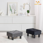 BRIAN & DANY Small Foot Stool, Linen Foot Stools with Legs, Stable Small Footstool for Living Room, Gray