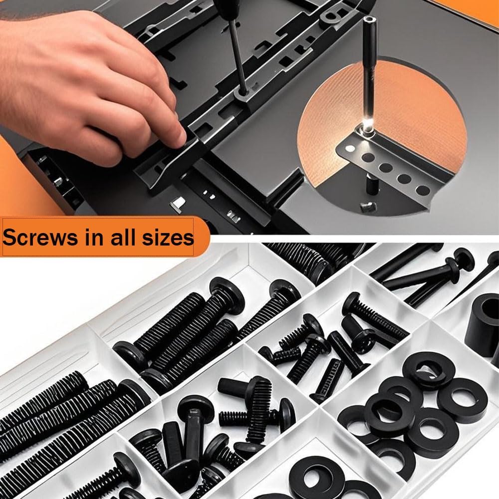 Universal TV Mounting Hardware Kit | M4/M5/M6/M8 Screws & Spacers | VESA-Compatible for TVs & Monitors Up to 80" | Organized & Labeled for Quick Installation