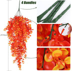 RECUTMS Faux Eucalyptus Leaf Artificial Hanging Plants 4 Pack Greenery Fake Plant for Wall House Room Patio Indoor Outdoor Home Shelf Office Decor (Gold)