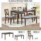 Harper & Bright Designs 6-Piece Dining Table Set with 4 Chairs and Bench, Modern Wood Kitchen Table Set for Dining Room, Breakfast Nook or Small Spaces, Walnut