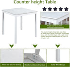 LUMISOL Wood Square Dining Table for 4, Farmhouse Counter Height Kitchen Table for Small Space, No Included Chairs, White