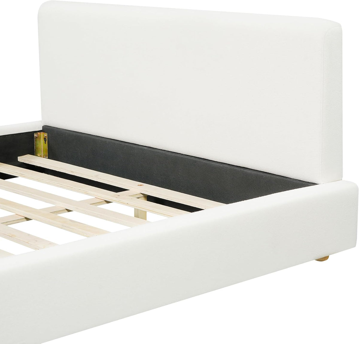 Merax Queen Size Boucle Upholstered Platform Bed Frame with Headboard,Modern Soft Fabric for Bedroom with Wood Slats Support for Bedroom