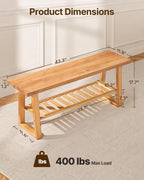Amada 43 Inch Solid Pine Wood Bench, Entryway Bench with Shoe Storage Shelf, Farmhouse Indoor End of Bed Bench, Rustic Bench for Hallway, Bedroom, Living Room, Dining Room