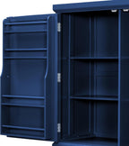 Merax 73''H Freestanding Wooden Kitchen Pantry Storage Cabinet, Organizers with 2 Upper & 2 Bottom Cabinets & 4 Drawers & 8 Adjustable Shelves, Anti-Tipping Device Cupboard for Dining Room, Blue
