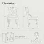 High Back Dining Chairs Set of 2 Vintage Velvet Upholstered Solidwood (Gray)