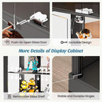 Dystler Display Cabinet with Glass Doors, RGB Lights for Collectibles