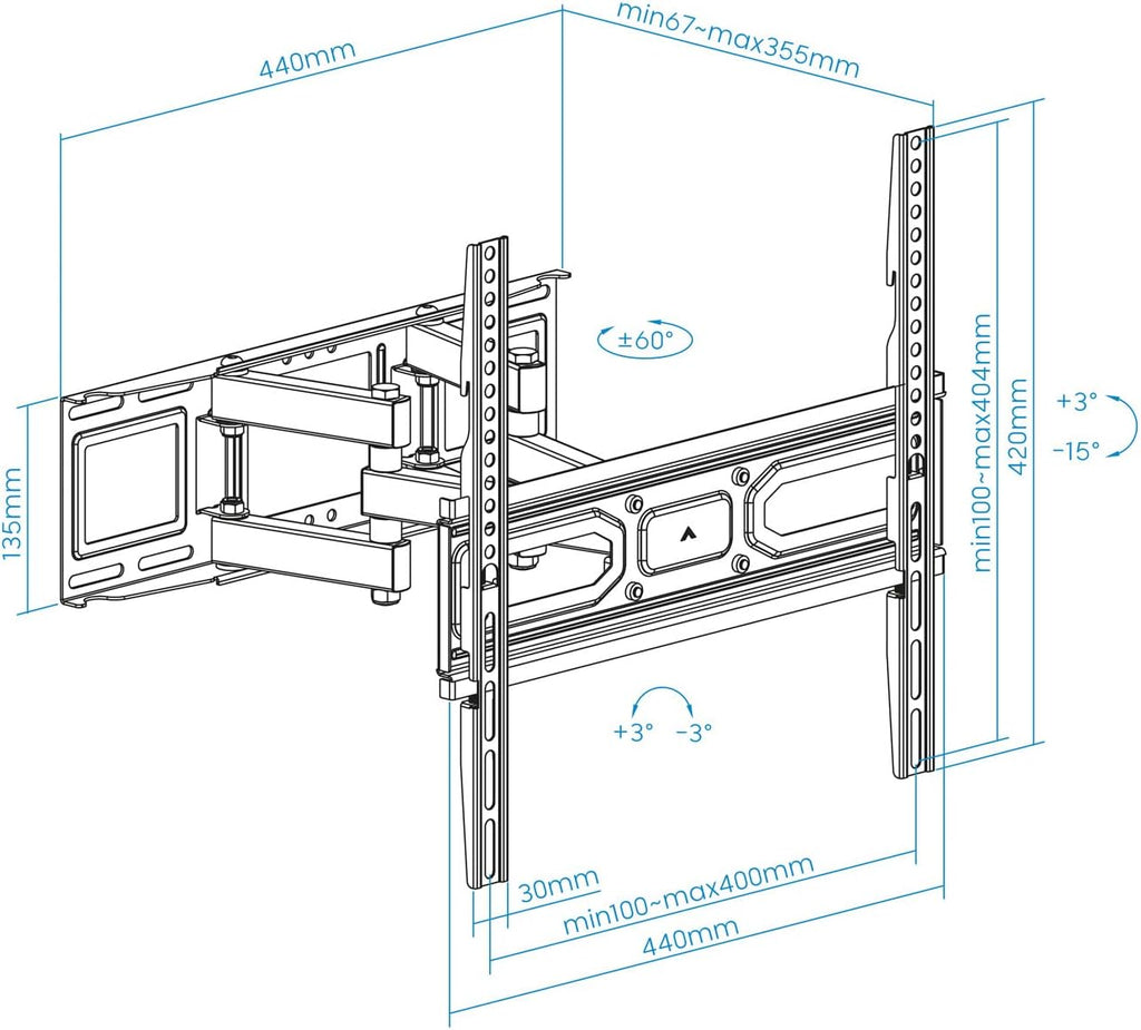 TOOQ LP7846TN-B Wall Mount Bracket for Screens 32" to 70" Black