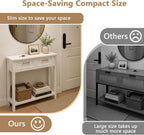 GOFLAME Small Console Table with 2 Drawers, 31” Entry Table with Storage Shelf, Modern, Narrow Sofa Table for Living Room, Hallway, Entrance (White)