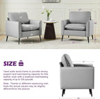 Faux Leather Accent Chair, Office Armchairs with Metal Legs (Grey, 1)