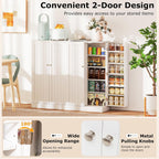 NAFORT 17-Tier Pantry Cabinet with 2 Doors and 6 Adjustable Shelves, Food Storage for Kitchen, Dining Room, Living Room (White)