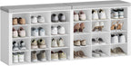 Hzuaneri Shoe Storage Bench with Cushion, Entryway Storage Bench with 24 Cubbies, 9.5" Widened Organizer Cabinet, Long Cubby Rack for Living Room, Bedroom, Entryway, White SB32403GY