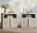 ModernMate Nightstand Set of 2, 23.6" Fluted Night Stand with 2 Drawer,Grey