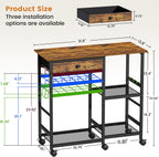 Microwave Stand, Coffee Cart, Microwave Cart with Wheels & Adjustable Shelf | Coffee Bar Table Station, Rolling Storage Cart Organizer Shelf for Living Room, Kitchen Island, Office, Rustic Brown