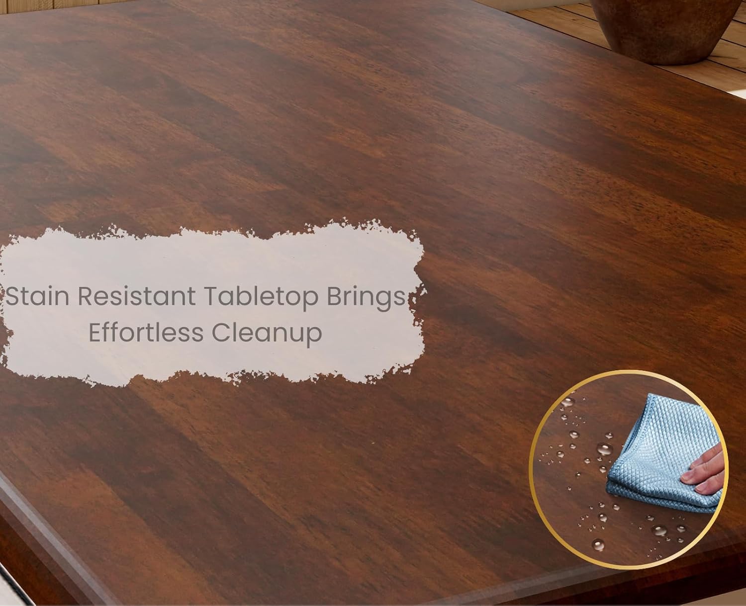 chairus 43" Wood Dining Table for 2-4, Rectangular Kitchen Table with Turned Leg, Modern Farmhouse Dining Room Table for Small Space Apartment Office Living Room Restaurant, Reddish Brown Tabletop