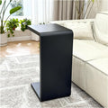 Solid Wood End Table for Couch, C Shaped Mini Sofa Side Table for Small Narrow Spaces, Wooden Nightstand for Living Room Bedroom Laptop Work Desk, Bedside Table for Office Balcony (1, black large)