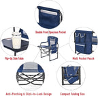 SUNNYFEEL Oversized Camping Chair Portable Directors Chairs with Side Table | Heavy Duty Folding Lawn Chair for Adults 300LBS with Compact Size, Breathable Mesh, Pocket & Carry Bag for Outdoor, Lawn, RV
