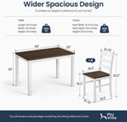 PHI VILLA Dining Table Set for 4, Solid Wood Kitchen Table and Chairs | Solid Rubber Wood, Space Saving, Farmhouse Design, Easy Assembly, Small Kitchen Table Set for Apartment, Black Walnut&Wihte