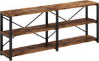 IRONCK Console Table, 3-Tier 70.8 in Entryway Table, Vintage Brown | Engineered wood shelves, 300 lb shelf. P2 MDF, X-bracing, adjustable feet. Anti-tip kit for entryways or living rooms.
