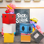 Kolldenn 6 Pcs Back to School Balloon Box Decorations, First Day of School Decoration Include Composition Notebook Pencil Crayon Theme for Preschool Kindergarten Classroom Party Photo Booth Props