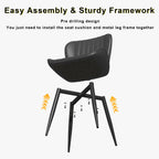 Dining Chairs Set of 6,Black Leather Dining Chair Upholstered,Kitchen Chair,Modern Dining Room Chairs with Black Metal Legs Frame for Restaurant,Dining Room,Cafe