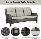 Belord 8 Piece Wicker Patio Furniture Set, Outdoor Swivel Rocker Chairs Set of 4 with Ottomans and Rattan Couch, All Weather Patio Conversation Furniture Set, for Pool,Yard Brown Wicker/Beige