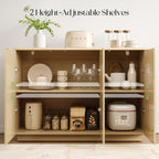 Sideboard Buffet Cabinet with Storage - 47" Fluted Coffee Bar Cabinets Credenza with Adjustable Shelves, Accent Buffets & Sideboards Console, Wood Side Board for Living Room, Kitchen, Entryway