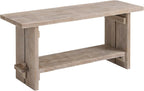 Alaterre Furniture Bethel Entryway Bench with Storage Shelf – Rustic Farmhouse 40-Inch Solid Acacia Wood Seat for Mudroom, Foyer or Hallway (Driftwood Finish)