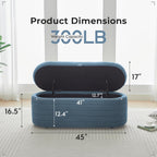 Storage Ottoman Bench End of Bed for Bedroom,45 inch Boucle Upholstered Entryway Shoe Seat Bench w/Storage,Sherpa Modern Padded Blanket Chest Stool Foot Rest for Living Room,Window Seating,Blue