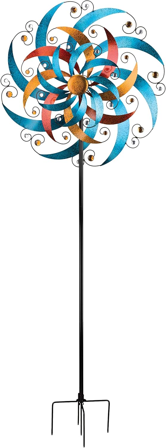 Regal Art & Gift Cresent Wind Spinner – Metal Yard Decorations Outdoor | Kinetic Garden Spinner for Lawn, Pathway, or Flower Bed | Weather-Resistant Outdoor Sculpture - 32 Inch