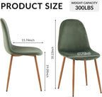 Howtek Dining Chairs Set of 4, Mid Century Modern Green Velvet Upholstered Kitchen Chairs with Backrest & Metal Legs for Living Room, Dining Room, Vanity