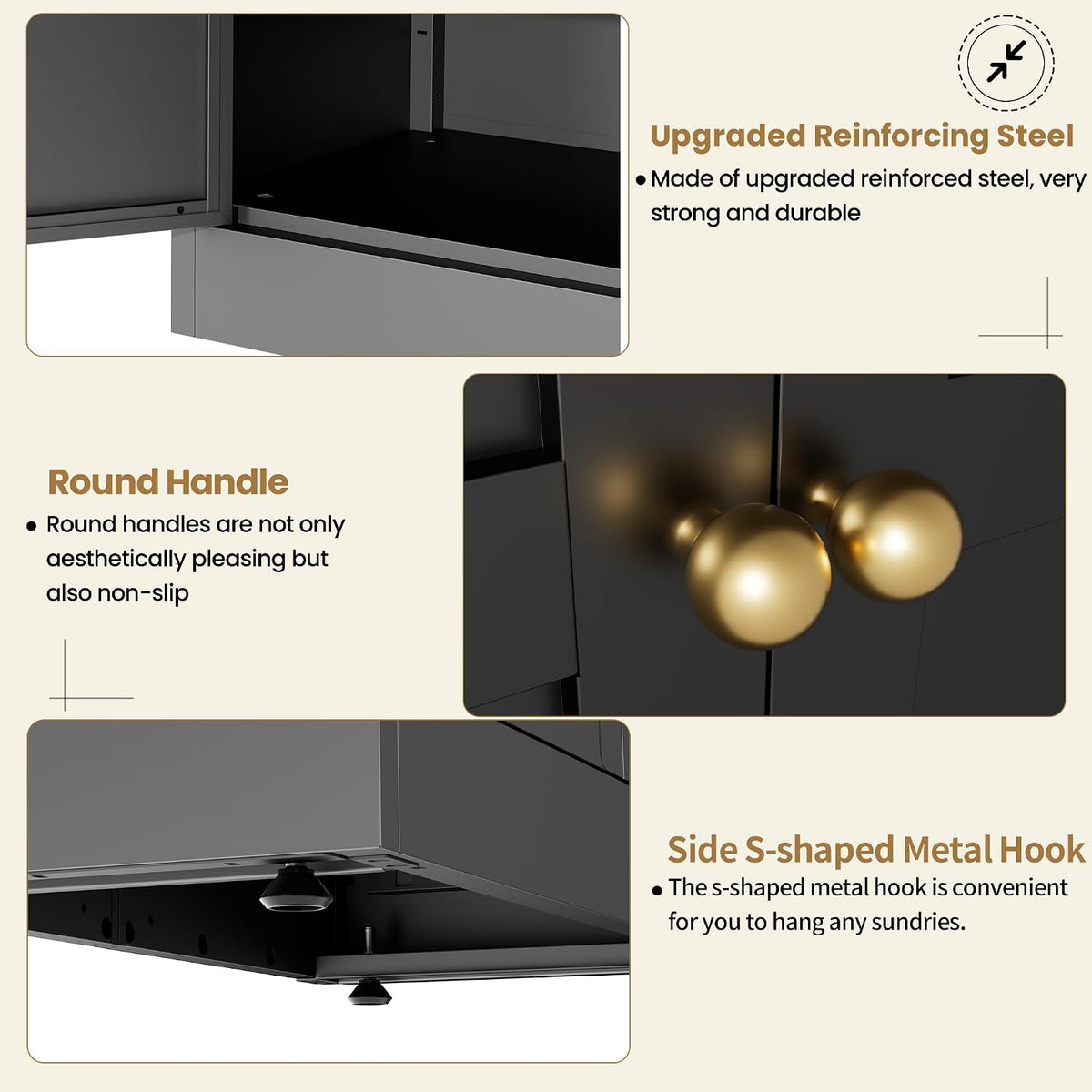 Kitchen Pantry Cabinet, 72" Tall Black Metal Storage Cabinet, Kitchen Storage with 2 Doors and 5 Adjustable Shelves, Freestanding Cupboard for Living, Dining Room and Bathroom,Assemble Required