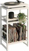 Record Player Stand,3-Tier Record Player Table with U-Shaped Vinyl Storage Up to 120 Albums,28" H End Table Turntable Stand with Storage,Record Table Vinyl for Living Room Bedroom