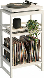 Record Player Stand,3-Tier Record Player Table with U-Shaped Vinyl Storage Up to 120 Albums,28" H End Table Turntable Stand with Storage,Record Table Vinyl for Living Room Bedroom