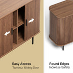 FiveWillowise 47''W x 32''H Buffet Sideboard Cabinet with Storage, Fluted Storage Accent Cabinet with Curvy Edge, Sliding Door, Credenza, Console Table for Living Room, Kitchen, Walnut
