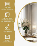 Gold Round Mirror,Bathroom 24 Inch Vanity Wall Mirror,Modern Circle Mirror for Wall,Wood Mirror for Bedroom Living Room Entryway