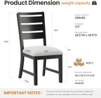 COLAMY Wooden Dining Chairs Set of 6, Farmhouse Upholstered Dining Room Chairs with 3.5" Thick Cushion, FSC Solid Wood Ladder Back Kitchen Chairs for Home and Restaurant, Easy Clean,Black