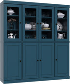 Palace Imports 100% Solid Wood Kitchen Pantry with 2-Drawer Kit, Teal Blue, 65" w x 71.5" h x 15.5" d, Renewable Eco-Friendly Wood, Made in Brazil
