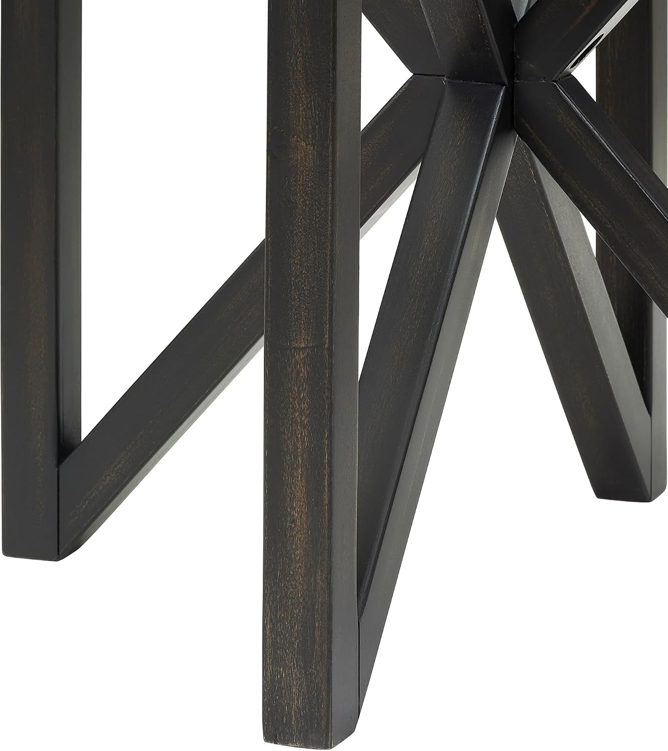 22 inch Round Side Table, Tempered Glass End Table with Solid Wood Base for Living Room, Black