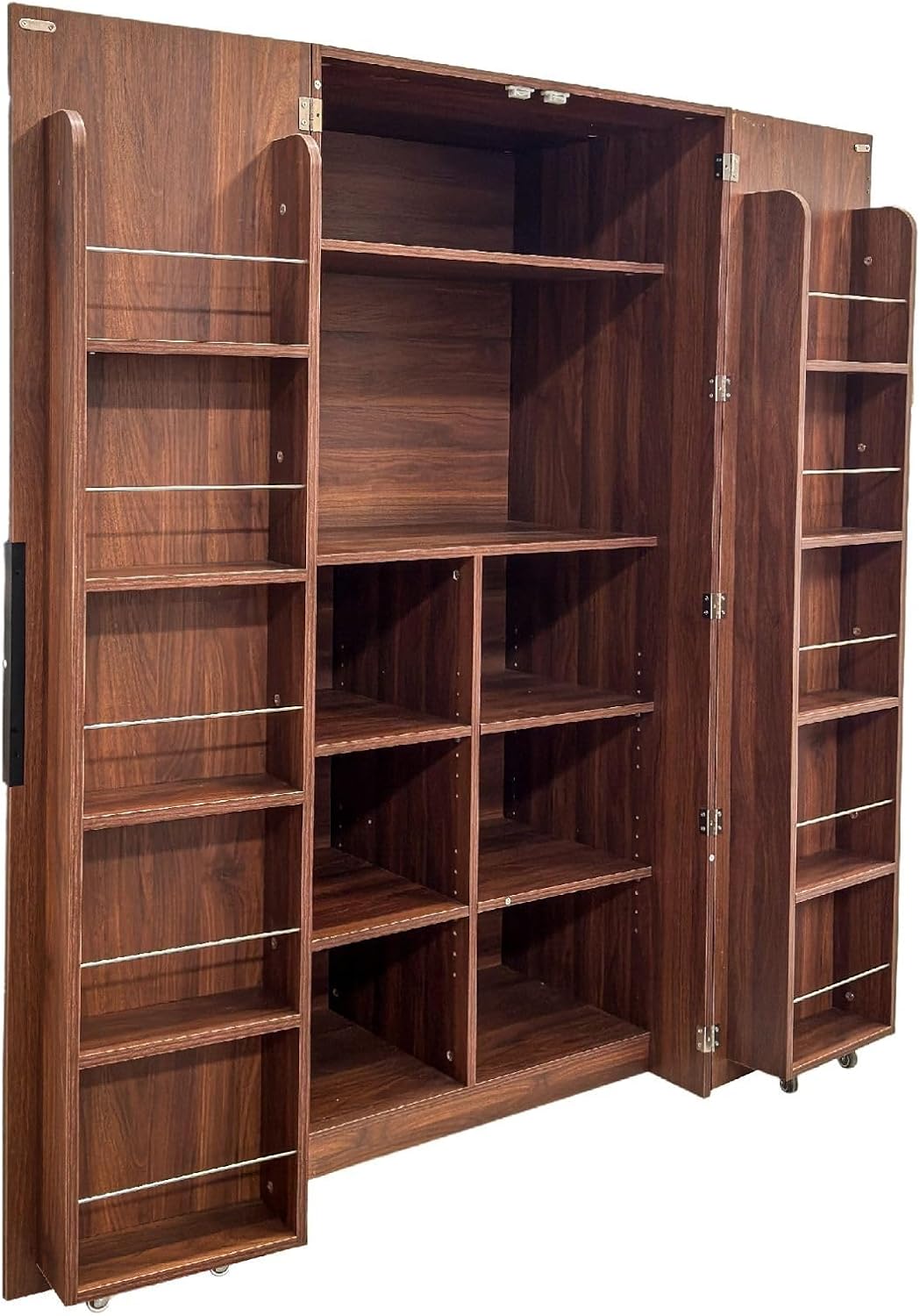 Kitchen Pantry Cabinet with Doors & Shelves, 62.8" Freestanding Cupboard | 180° Door Opening, 5-Layer Inner Door Shelves, Particle Board & MDF Construction, Melamine Finish, Easy Maintenance