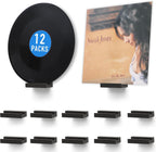 Wood Vinyl Record Shelf Wall Mount, Small Wall Record Holder Display Shelf, Vinyl Record Shelves Record Album Display Holder for LP, CD, Book Art Storage Vintage Home Decor (12, Black)