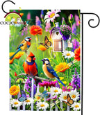 Spring Summer Humming bird garden Flag Birds Floral Garden Flags 12x18 Double Sided, small Yard Flags for Outside Decoration