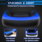 OLIXIS Computer Gaming Chair, Lumbar Support, PU Leather | 360° Swivel Wheels, Height Adjustable, Flip-up Armrest, Ergonomic Home Office Desk, Video Racing, Black and Blue