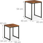 Relaxdays Side Table Set of 3, Stackable, 3 Sizes, Coffee Counter, Square, Metal, Living Room Decor, Brown/Black, Iron, 54 x 40 x 40 cm