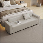 Modern End of Bed Bench for Bedroom, Entryway with Padded Seat & Solid Wood Legs for Living Room Dining Entryway(Beige,180 * 55 * 60cm)