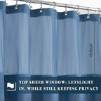 N&Y HOME Waffle Weave Shower Curtain with Snap-in Fabric Liner & Hooks Set - Hotel Style, Water-Repellent & Washable, Heavyweight Fabric & Mesh Top Window - 71x72, Moonlight Blue
