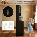 Kitchen Pantry Cabinet Tall Food Pantries w/Drawers&Adjustable Shelves for Kitchen,Multi-functional Kitchenware Server Utility Storage Organizer w/Microwave Stand&Open Countertop (Black + 71 inches)