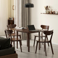 31"-47" Extendable Dining Table Set for 4, Solid Wood Folding Kitchen Table with Oak Wood Legs, Space-Saving Dinner Tables for Living Room, Kitchen, Dining Room, (Walnut) (Walnut, 1table+4chairs)