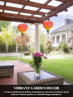 2PCS Giant Rainbow Hot Air Balloon Wind Spinners 14" W x 59" H Large Multicolor Whirligig Wind Spinner Hanging Ornaments for Yard Garden Lawn Outdoor Decorations (Multicolor-2)