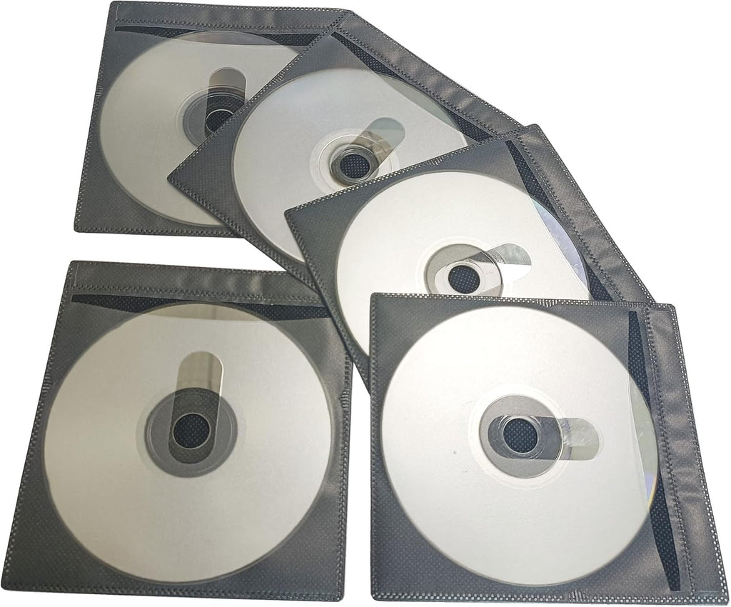 100 Pack Premium CD DVD Sleeves Cases,Thick Non-Woven Material Double-Sided Refill Plastic Sleeve for CD and DVD Storage Binders Disc Case with Drop-Proof Closure(New Black)