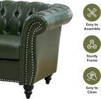 QHITTY Accent Sofa, Chesterfield Loveseat Modern Leather Couch Upholstered Sofa with Tufted Back for Living Room Furniture (Green)